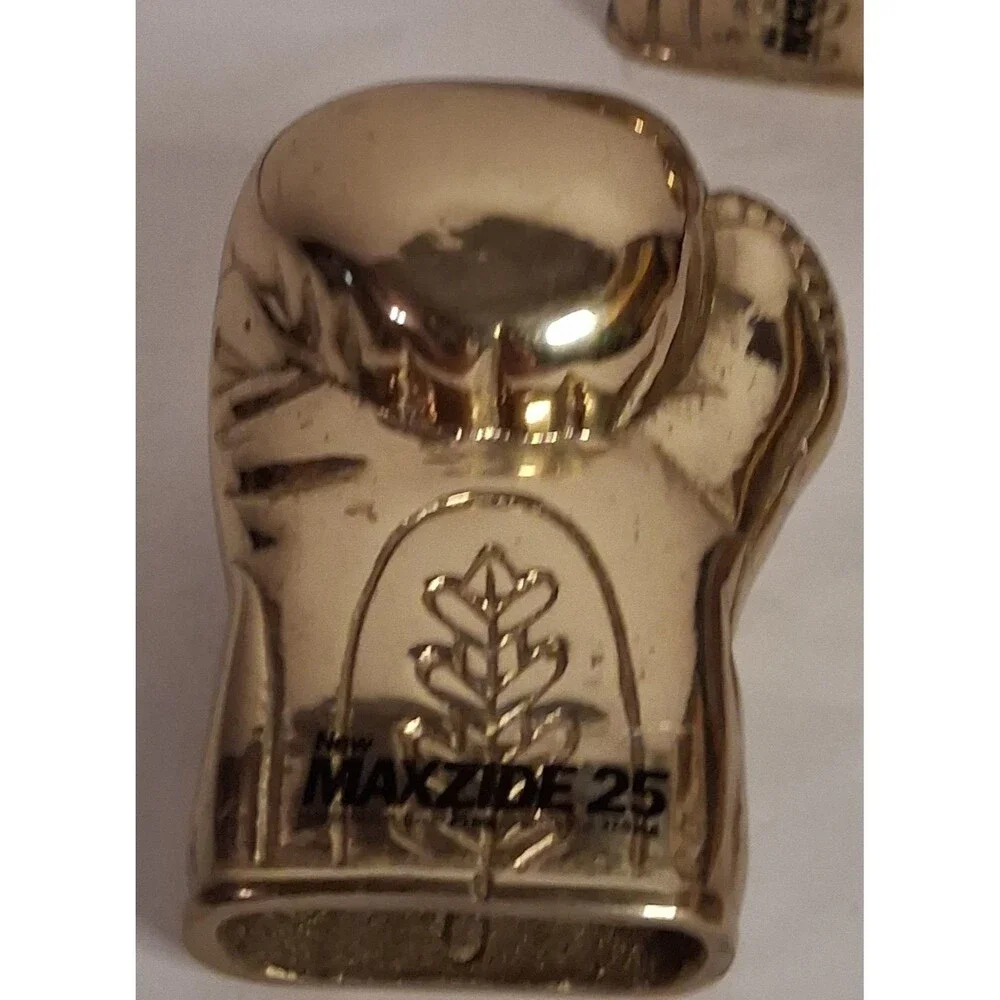 VTG Maxzide 25 Brass Boxing Glove Detailed Logo Back Paperweight Lot